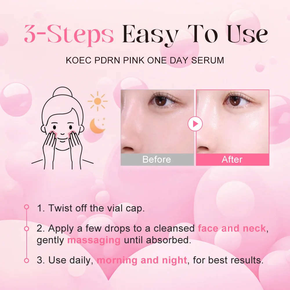 10 قوارير/صندوق PDRN PINK ONE DAY SERUM ثبات ترطيب أمبولة تنعيم البشرة التحكم في زيت المسام تكرير الجلد تجديد جوهر