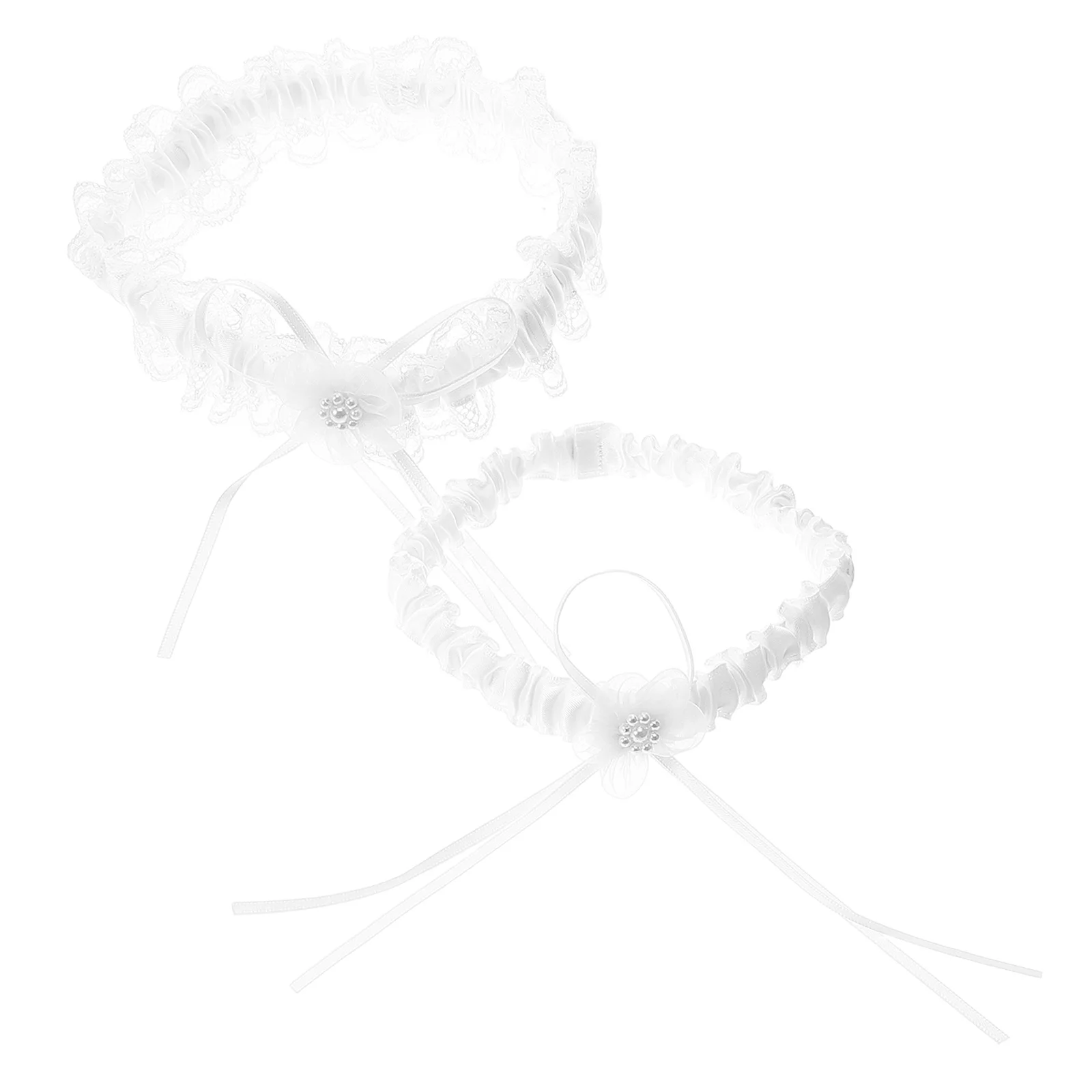 

2Pcs White Lace Bridal Garter Bowknot Elegant Wedding Accessory Soft Elastic Fit for Bride Prom Thigh Fashion White Garter