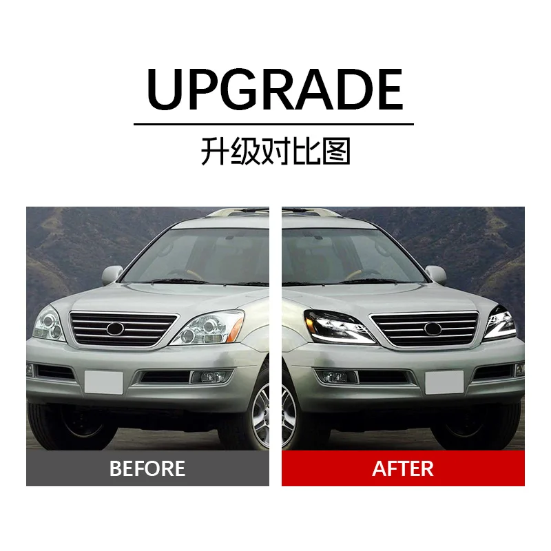 سيارة LED المصابيح الأمامية لكزس GX470 2003-2009 كامل Led رئيس مصباح إشارة ديناميكية الضوء الأمامي