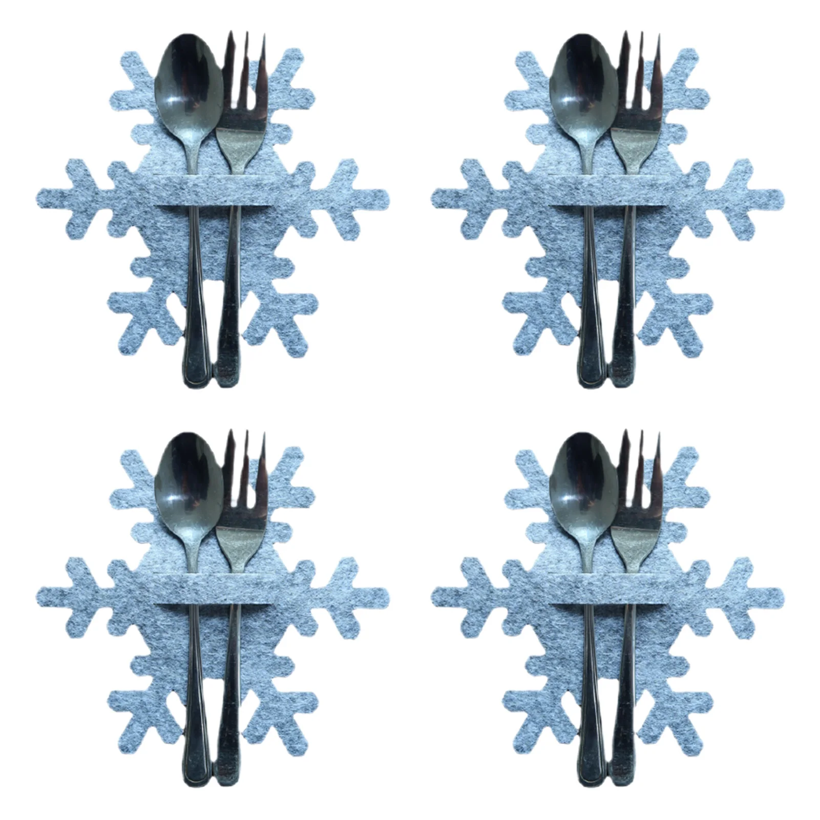 Merry Christmas Decoration For Home 4pcs Christmas Snowflake Cutlery Cover Knives And Fork Holder Tableware Pocket Xmas Decor