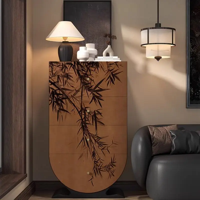 LH medieval light luxury solid wood four-chest cabinet living room wall decoration drawer cabinet