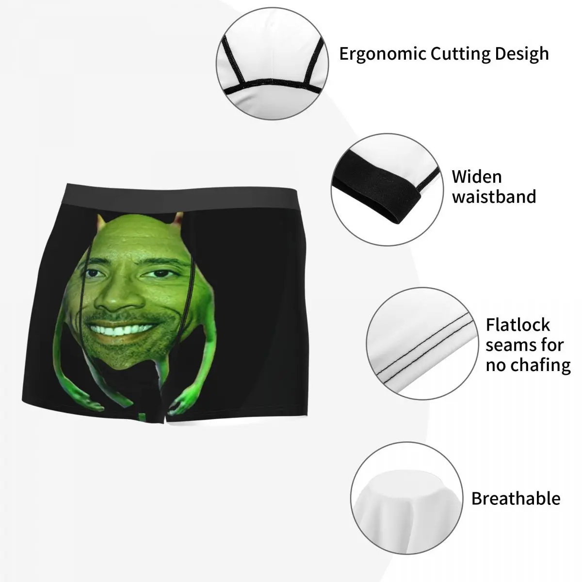 Custom Male Cool Dwayne The Rock Johnson Meme Underwear Boxer Briefs Soft Shorts Panties Underpants