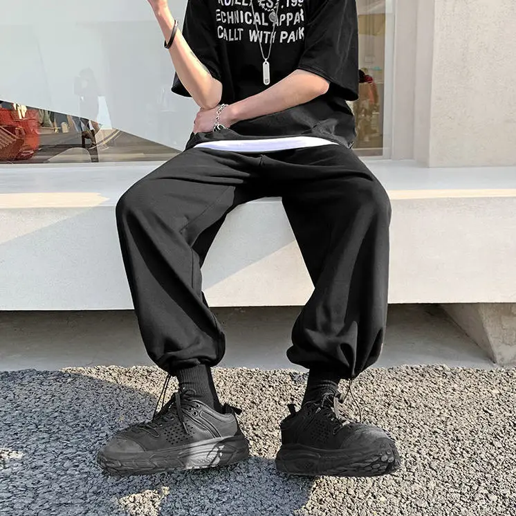 Summer Casual Loose and Versatile Trendy Sports Nine-point Tie-fitting Men's Pants Summer Thin Style