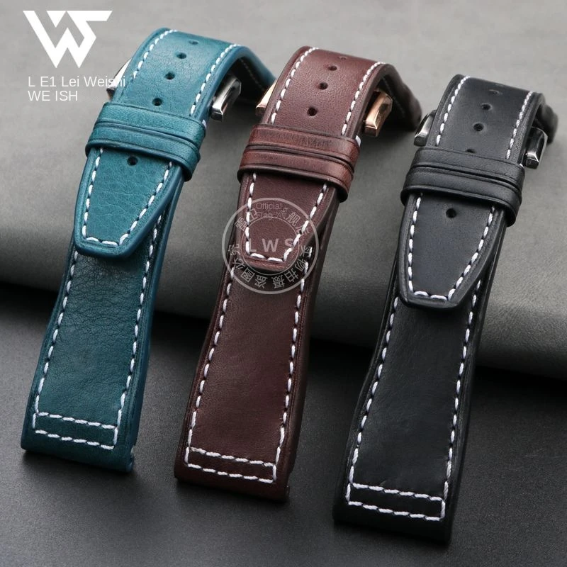 For IWC Quick Release with Steel Particles Wristband Pilot Nylon Watchband Mark Little Prince 1718 Cowhide Strap Men 20mm 21mm