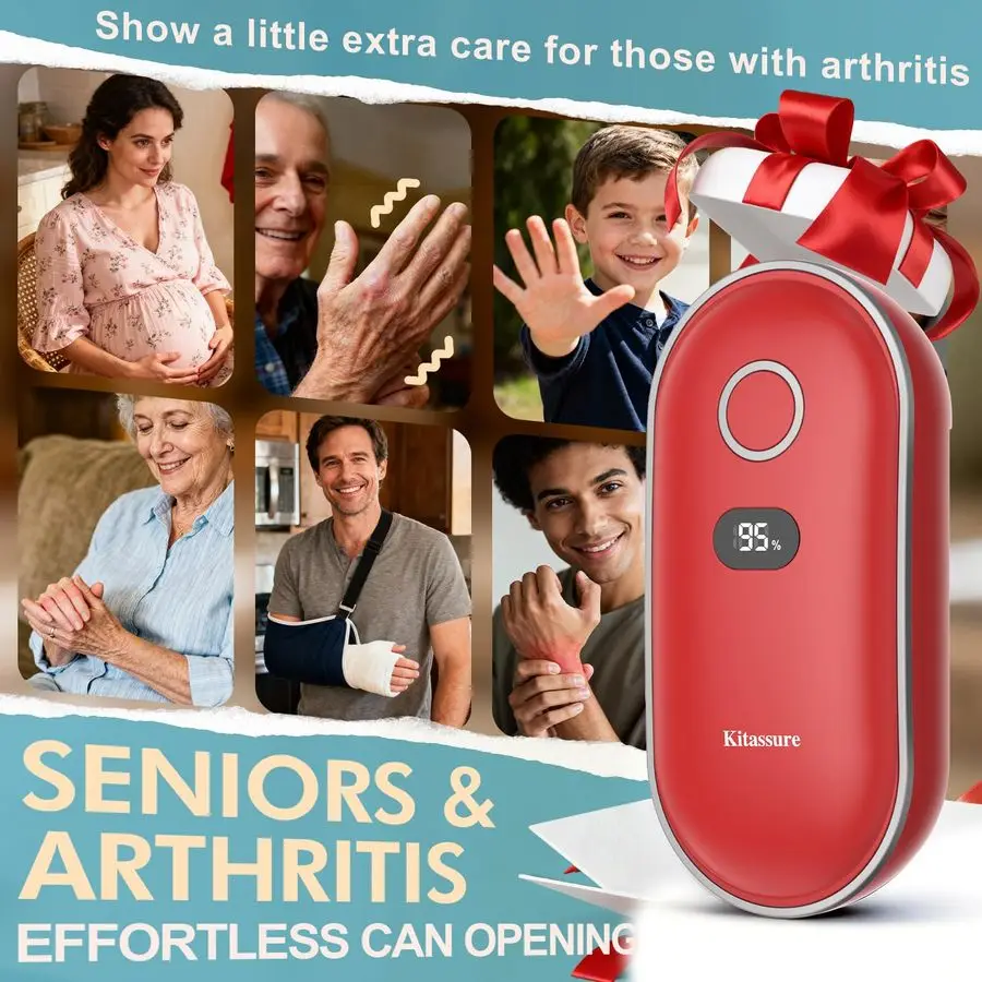 OneTouch Rechargeable Electric Can Opener Easy Flex Side Cut All Can Sizes with LED Display and Smooth Edge Safety for Arthritis