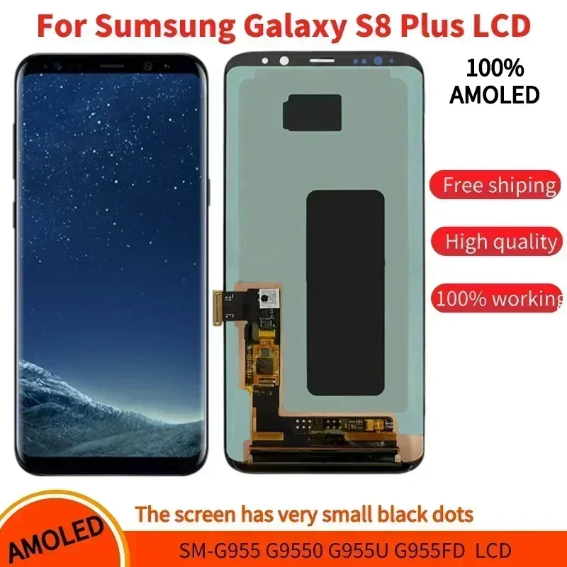 

100% AMOLED For Samsung Galaxy S8 Plus G955 G955F lcd Display Touch Panel Screen Digitizer Assembly with Defect.