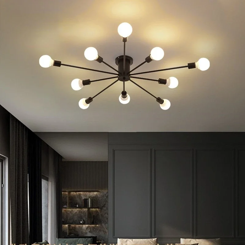 

Modern Chandelier Ceiling Light Black Mid Century Celing Lights Fixture for Living Dining Room Bedroom Kitchen Foyer Office