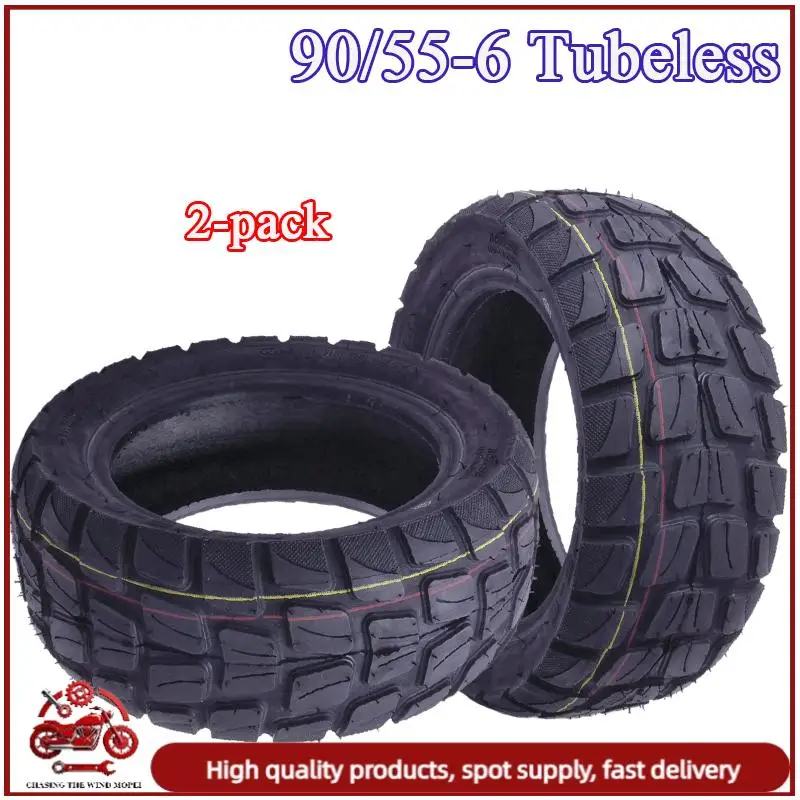 

90/55-6 Tubeless Tire Thickened Explosion-Proof Rubber Wheel Tyre Puncture Resistant Fit for 10inch Electric Scooter Commuter Parts 2-pack