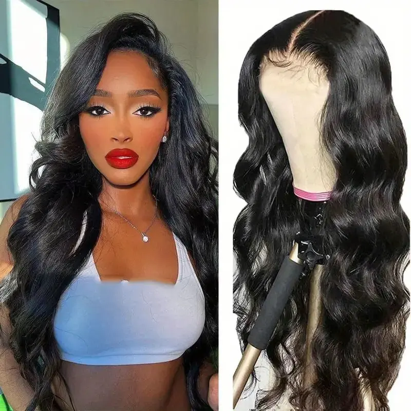 180 Density 13x4 HD Lace Wig Natural Black 20 Inch Human Hair Wig Glueless Precut Water  Front Waves Women Human Hair Wig