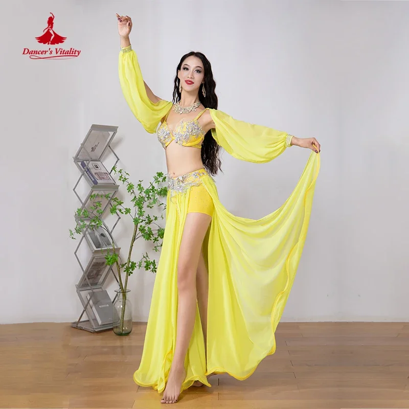 Belly Dance Costume Suit for Women Children Winter Long Sleeves Bra+chiffon Skirt 3pcs Female  Oriental Belly Dancing Outfit