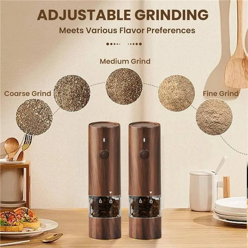 B83B-Rechargeable Salt And Pepper Grinder Set Electric Pepper Grinder Adjustable Thickness