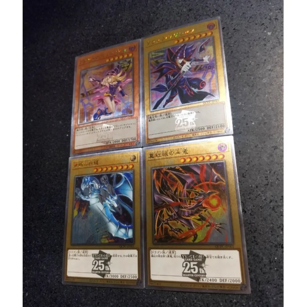 DIY Yu-Gi-Oh! 25th Anniversary Black Magician Girl 4PCS Four Type of Flashes Anime Peripheral Game Collection Card Holiday Gift