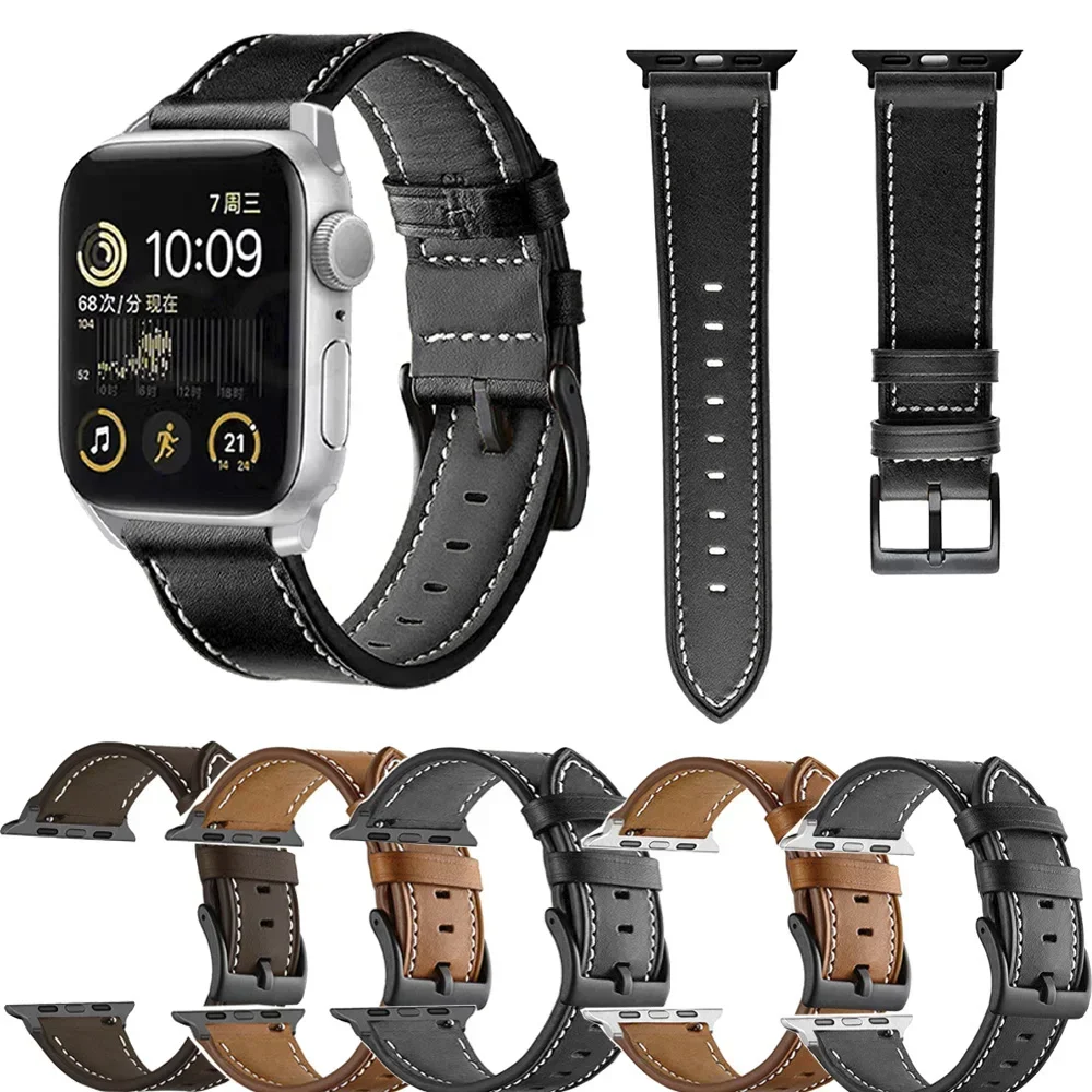 

Leather Band For Apple Watch Strap 44mm 45mm 40mm 41 42-38mm 45 mm Sport Bracelet Iwatch Series 10 8 7 6 5 4 3 SE 9 Ultra 2 49mm