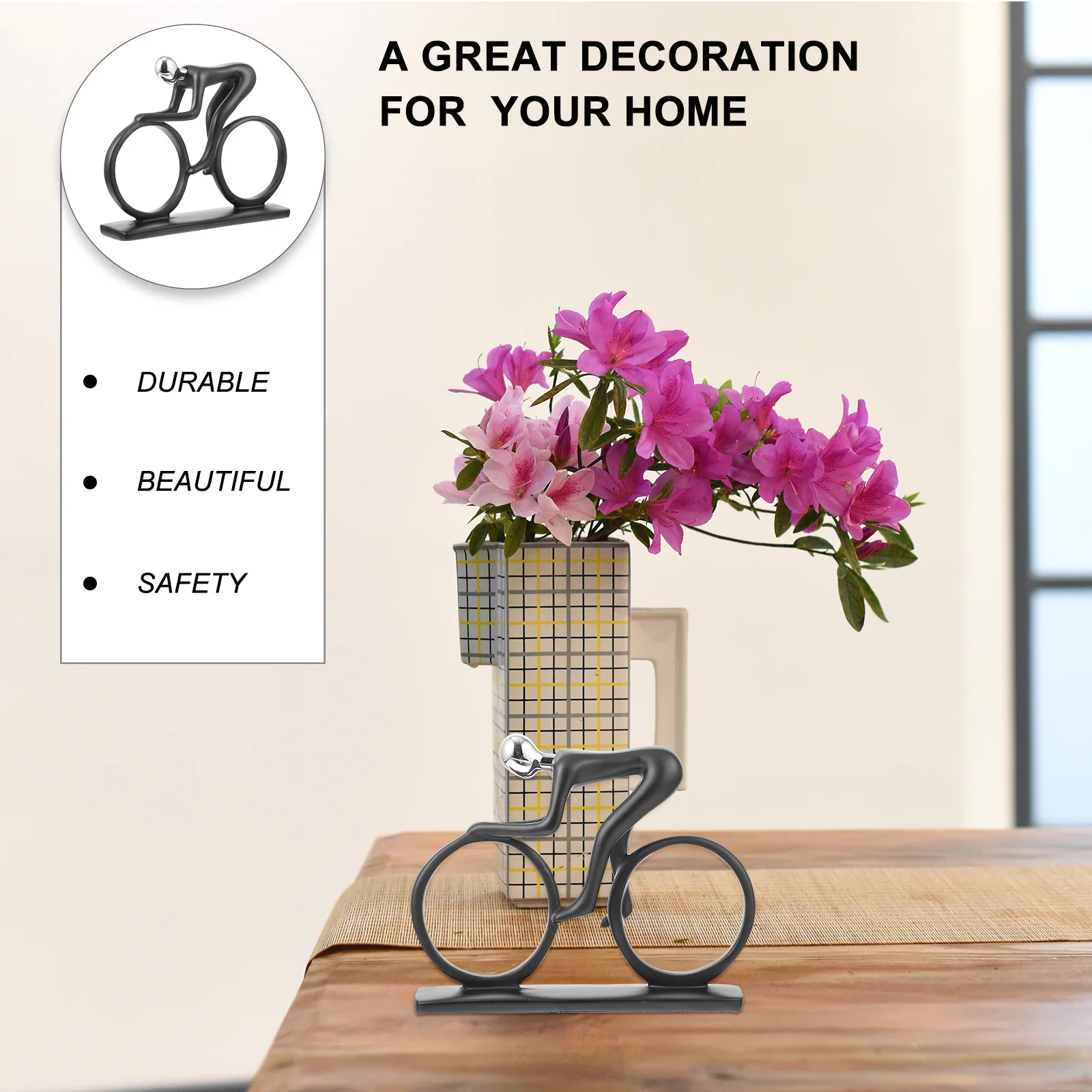 

Resin Bike Sculpture Abstract Art Cyclist Statue Desktop Decoration Home Office Tabletop Resin Craft Ornament Cyclist Statue