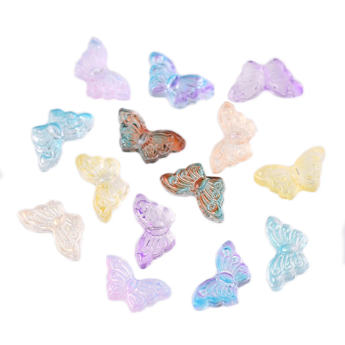 

10pcs Colorful Butterfly 15x8mm Lampwork Glass Loose Beads For Jewelry Making DIY Earring Findings