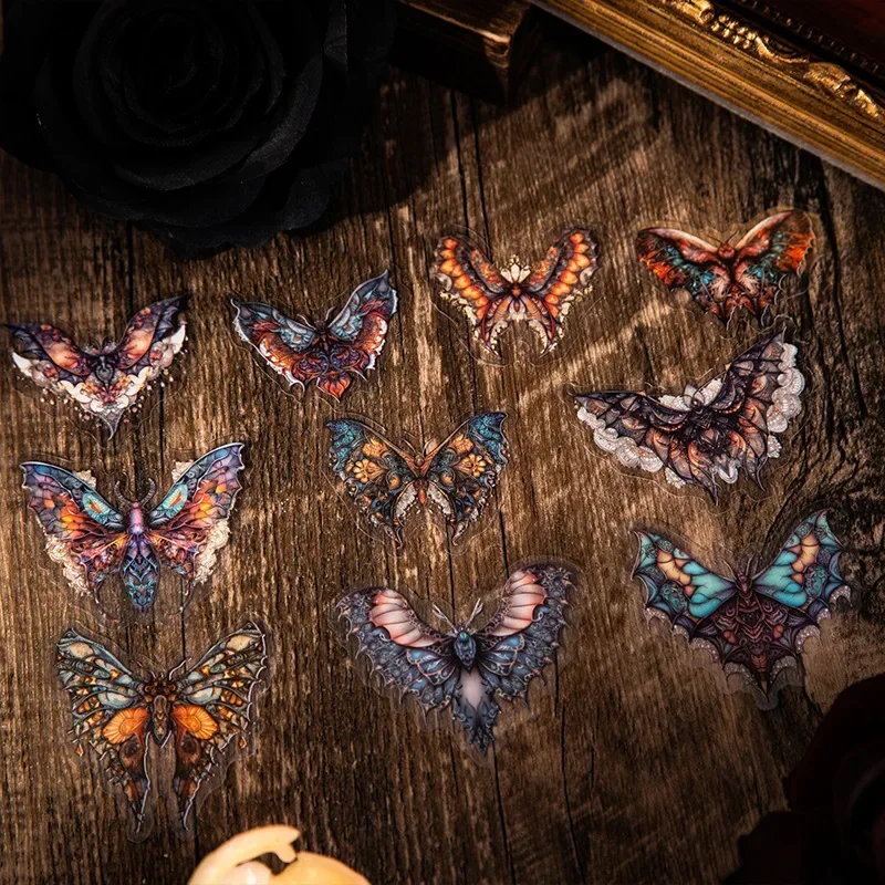 20pcs Stickers Picture Handbook Supplies Package Shadow Feather Wings Main Gothic PET Stickers Decorative Scrapbook 130*80mm