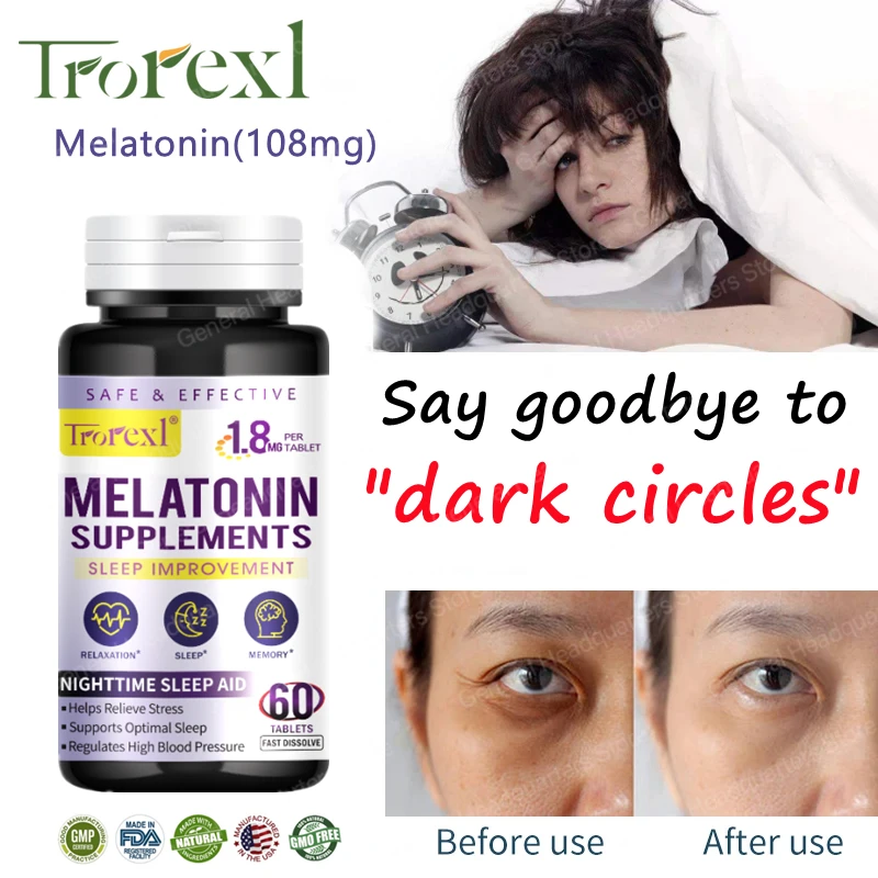 

Trorexl Melatonin Capsule Supplement - Helps Relieve Stress and Anxiety, Deep Sleep, Prevents Insomnia, Improves Sleep Quality