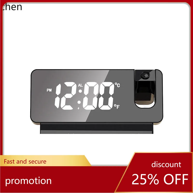 

Zml digital clock - large screen mirror smart alarm clock with night light, temperature & humidity display, projection function