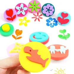 6Pcs Eva Sponge Seals Kids DIY Drawing Toys Cartoon Sea Animal Flower Stencil Stamper Painting Learning Art Crafts For Boys Girl