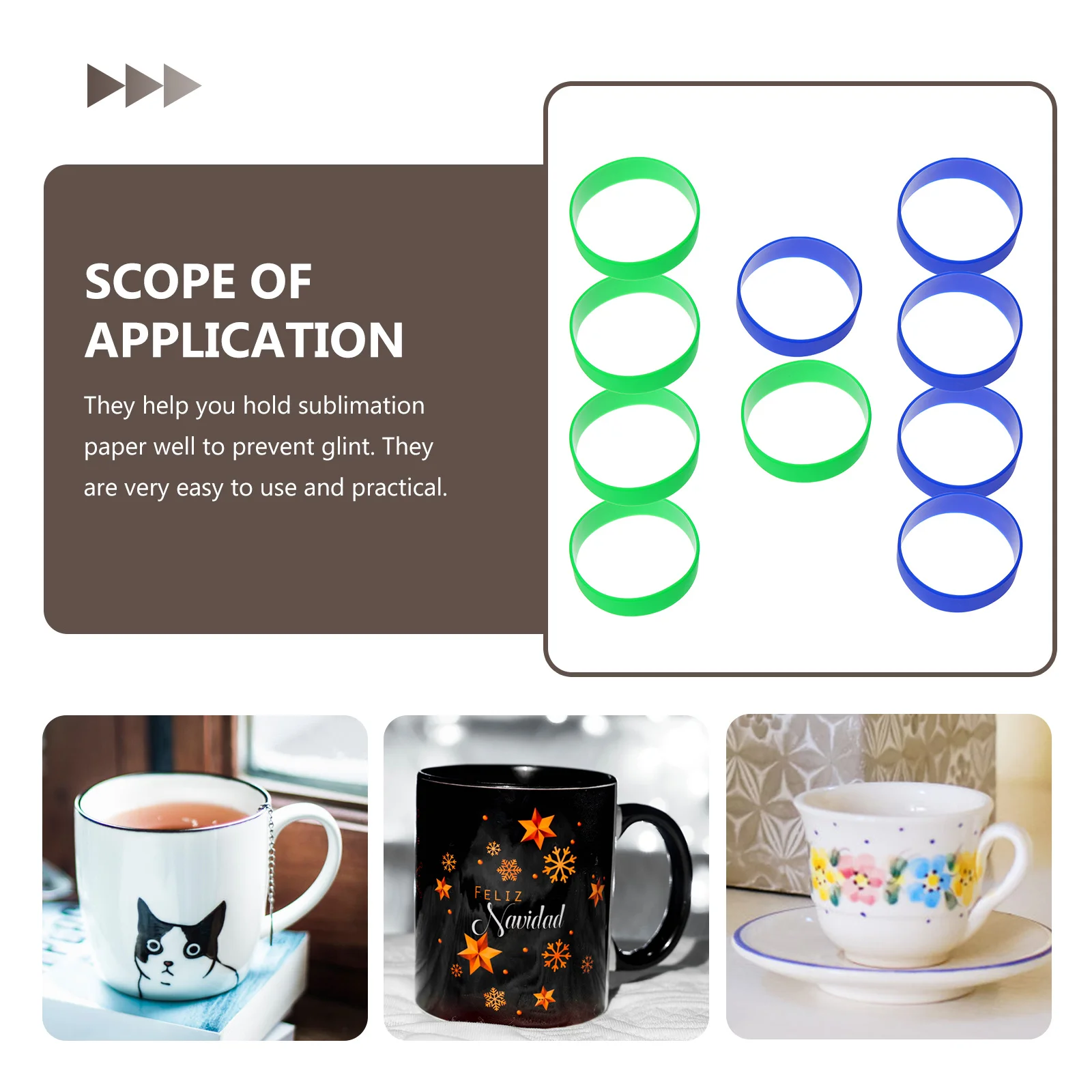 10pcs Heat Sublimation Silicone Bands Elastic For Water Bottles Diy Craft Supplies Sublimation Paper Holder Cup Printing