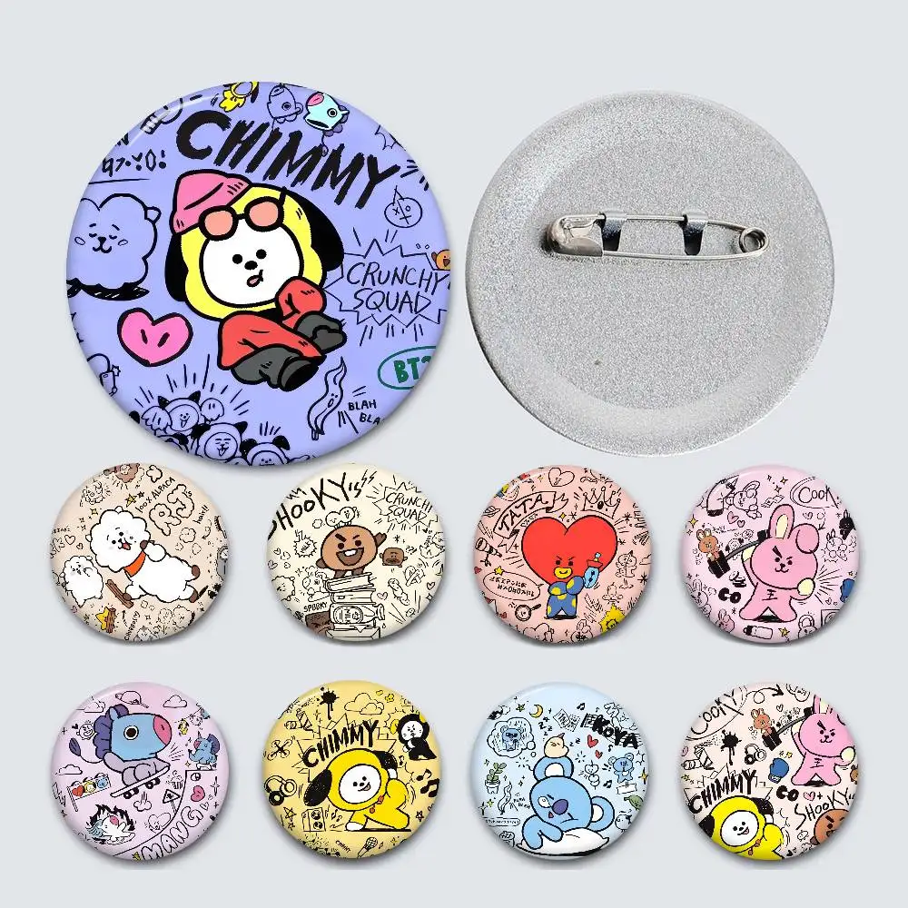 Niedliche BT21 58mm Handgemachte Brosche Cartoon Cosplay Anstecker für Rucksack Schmuck Accessoires Geschenke
