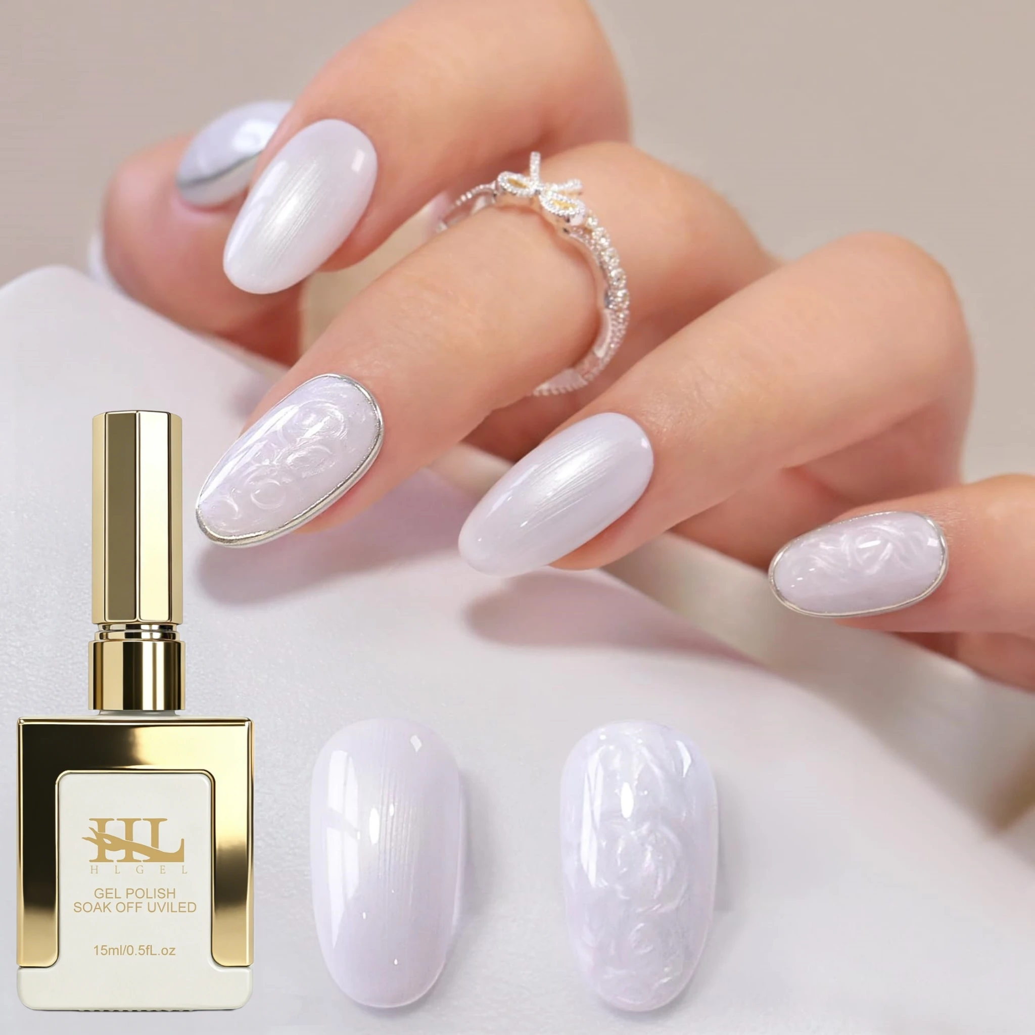 Pearl White 15ML Gel Nail Polish Pure Sheer Same Color Same Bottle Soak Off Gel Polish Art Manicure Salon DIY at Home for Women