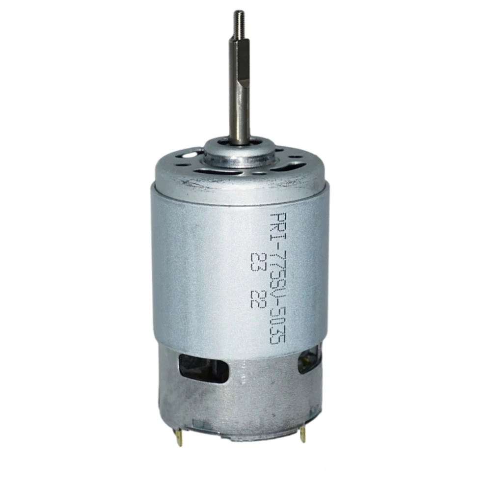 

775 Motor Long Shaft Front Ball Bearing High Speed Motor 12-24V Power Tool Fan 11500RPM High Power Motor Built-in Cooling Blade