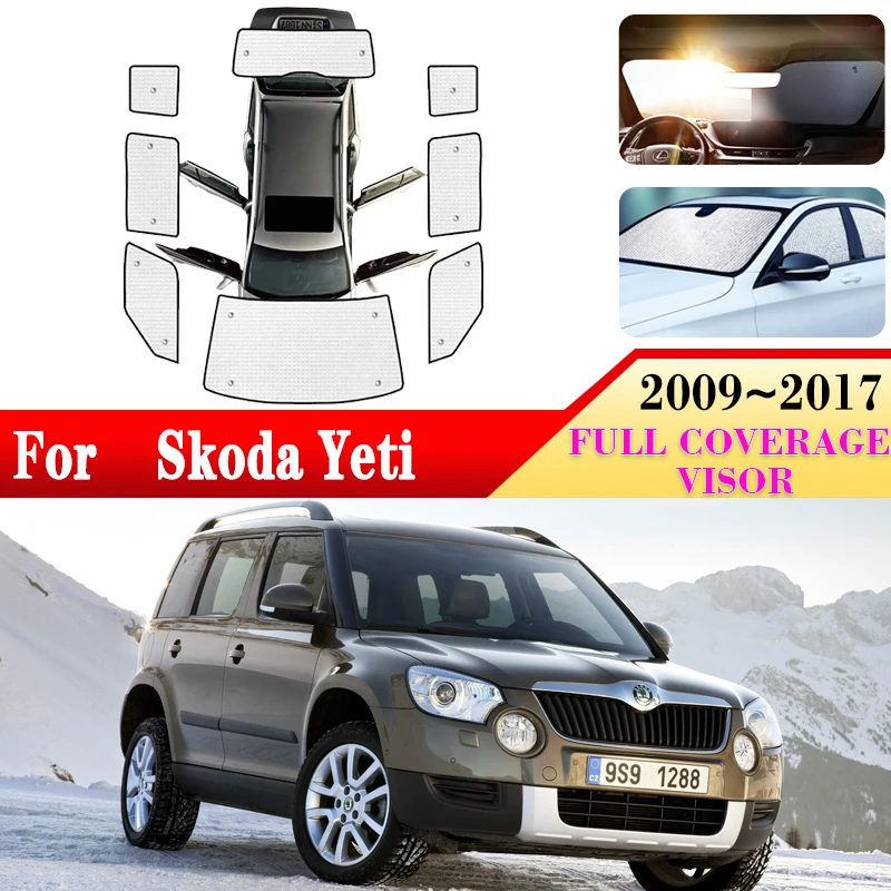 For Skoda Yeti 2012 5L 2009~2017 Car Windshield Surround Sunshades Side Windows Visor Full Covers Car Anti-UV Covers Accessories