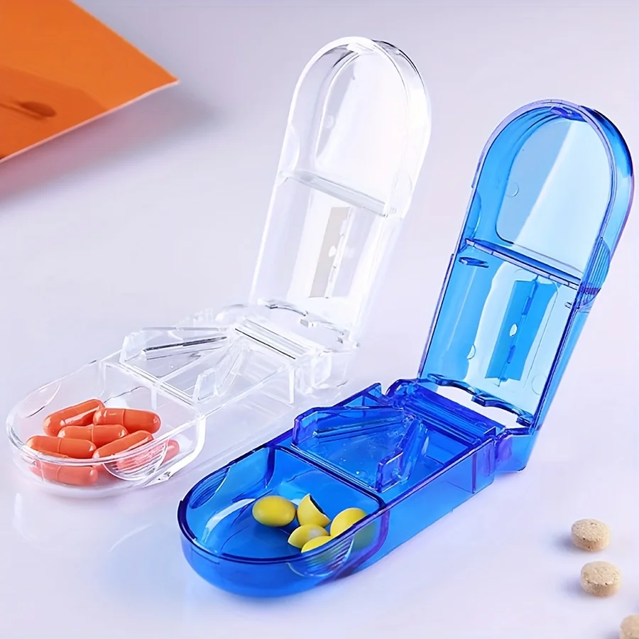 2pcs Portable Medicine Cutter and Splitter Box - Precise Pill Divider, for Easy Medication Management, Travel-Friendly Pill Case
