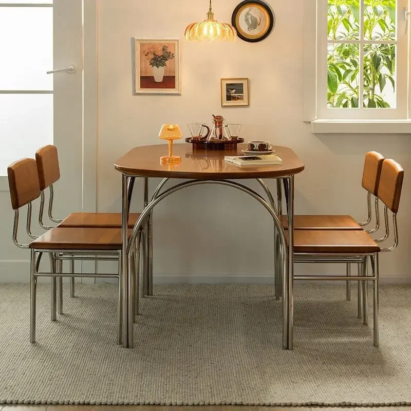 Nordic Retro Design Roundtable B&B Hotel online celebrity Oval Dining Table Modern Simple Pure Solid Wood Medieval