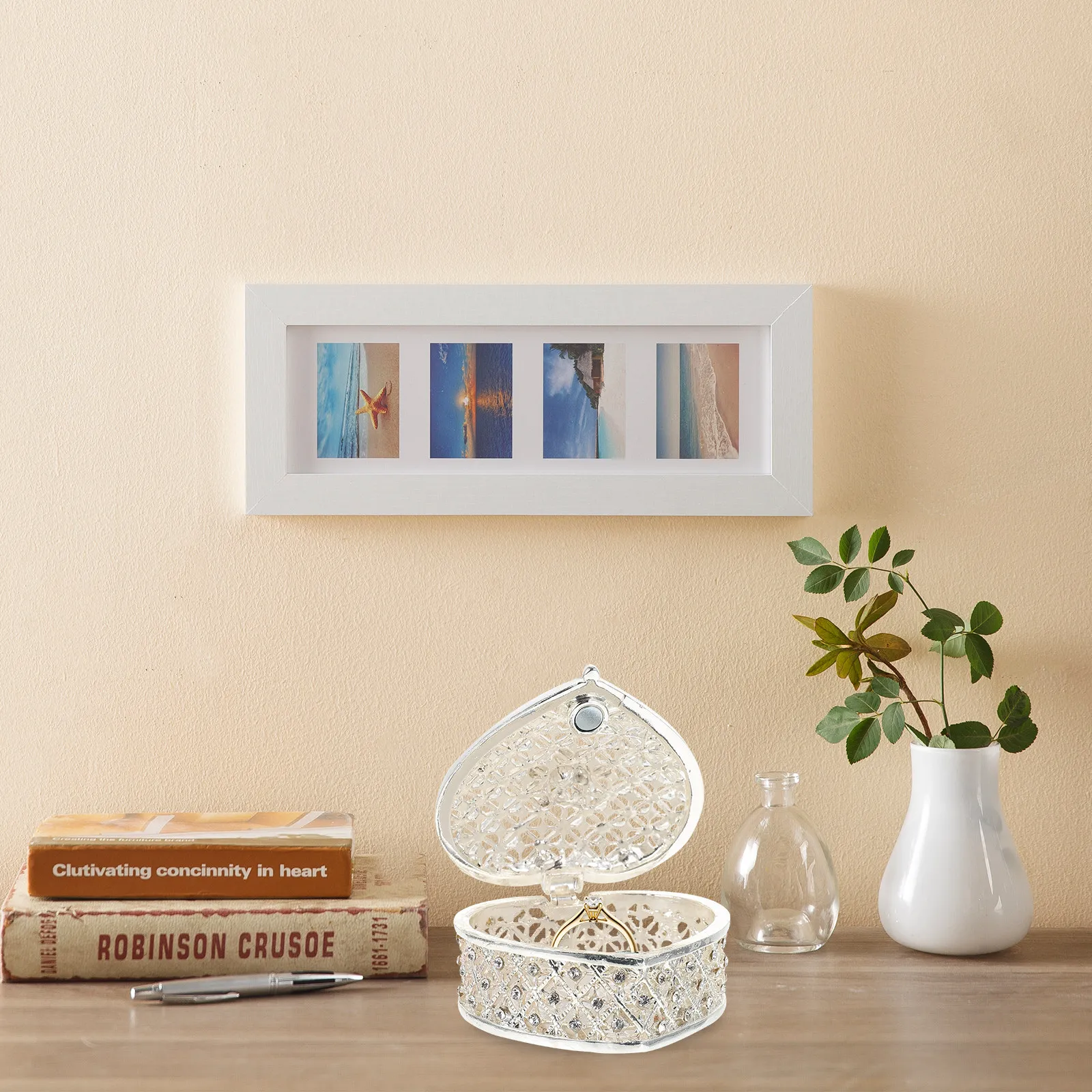 

Heart Shaped Jewelry Box Premium Decorative Earring Case Necklace Storage Box for Bedroom Living Room Dorm Desktop Adornment