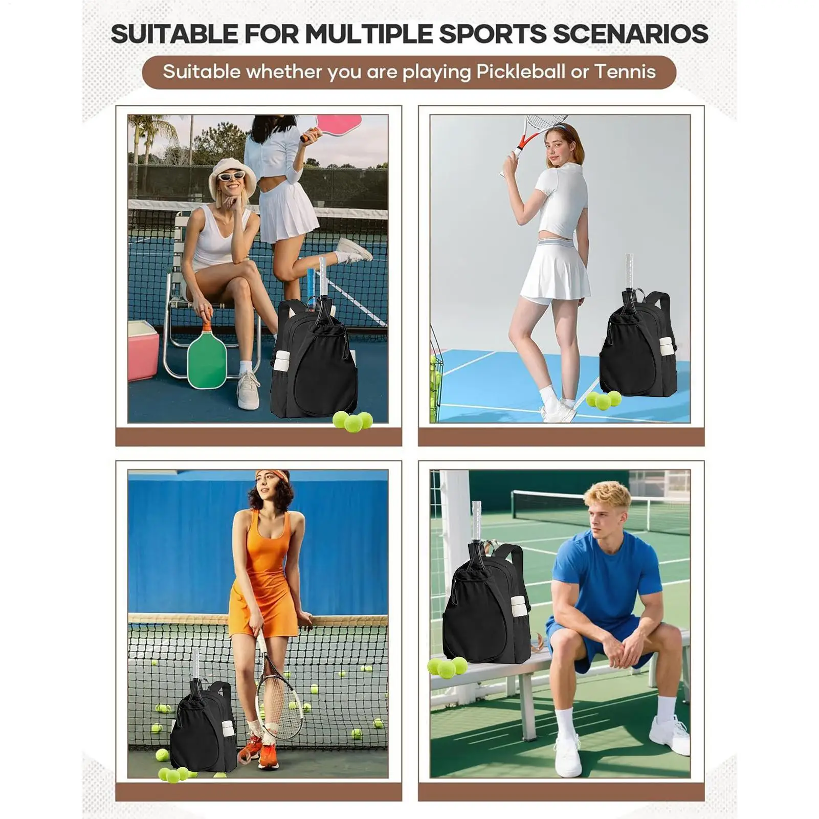 

Pickleball Backpack For Women Holds 2 Rackets Sports Pack With Shoe Compartment And Waterproof Pocket Gym Backpack For Training