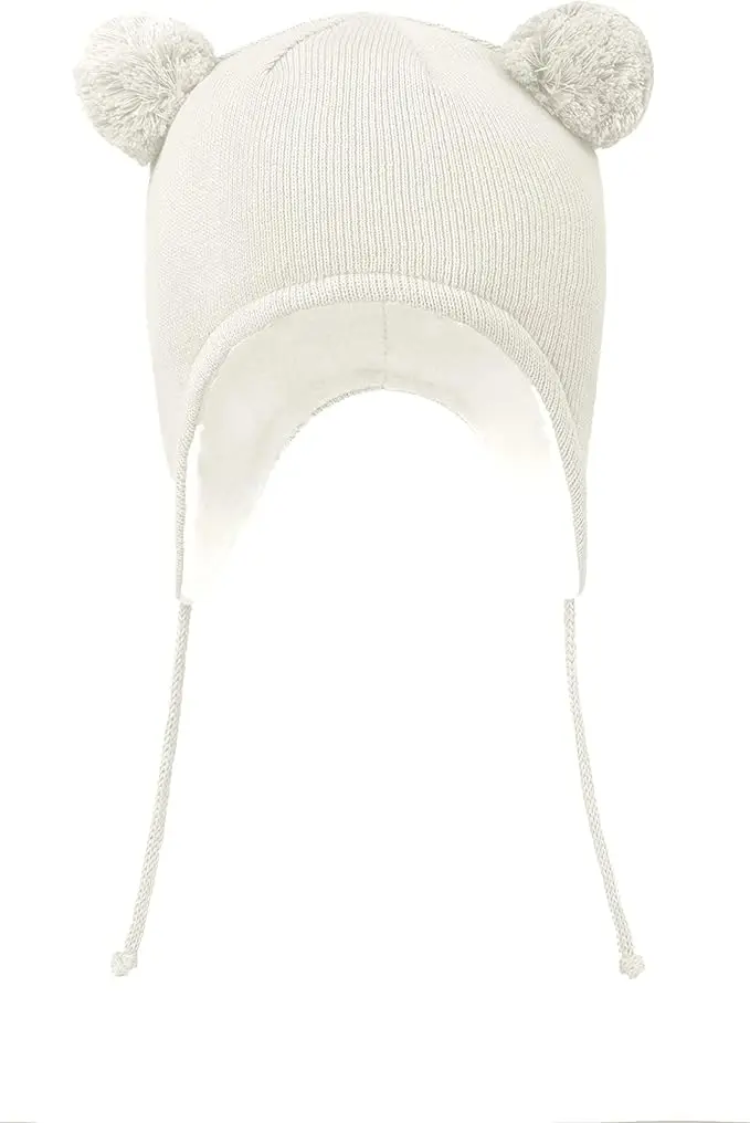 

Cute Pom Pom Babys Winter Hat Infant Earflap Knit Warm Cap for Boys Girls Toddler Kids Fleece Lined Beanie.Infant, Toddler Cap.