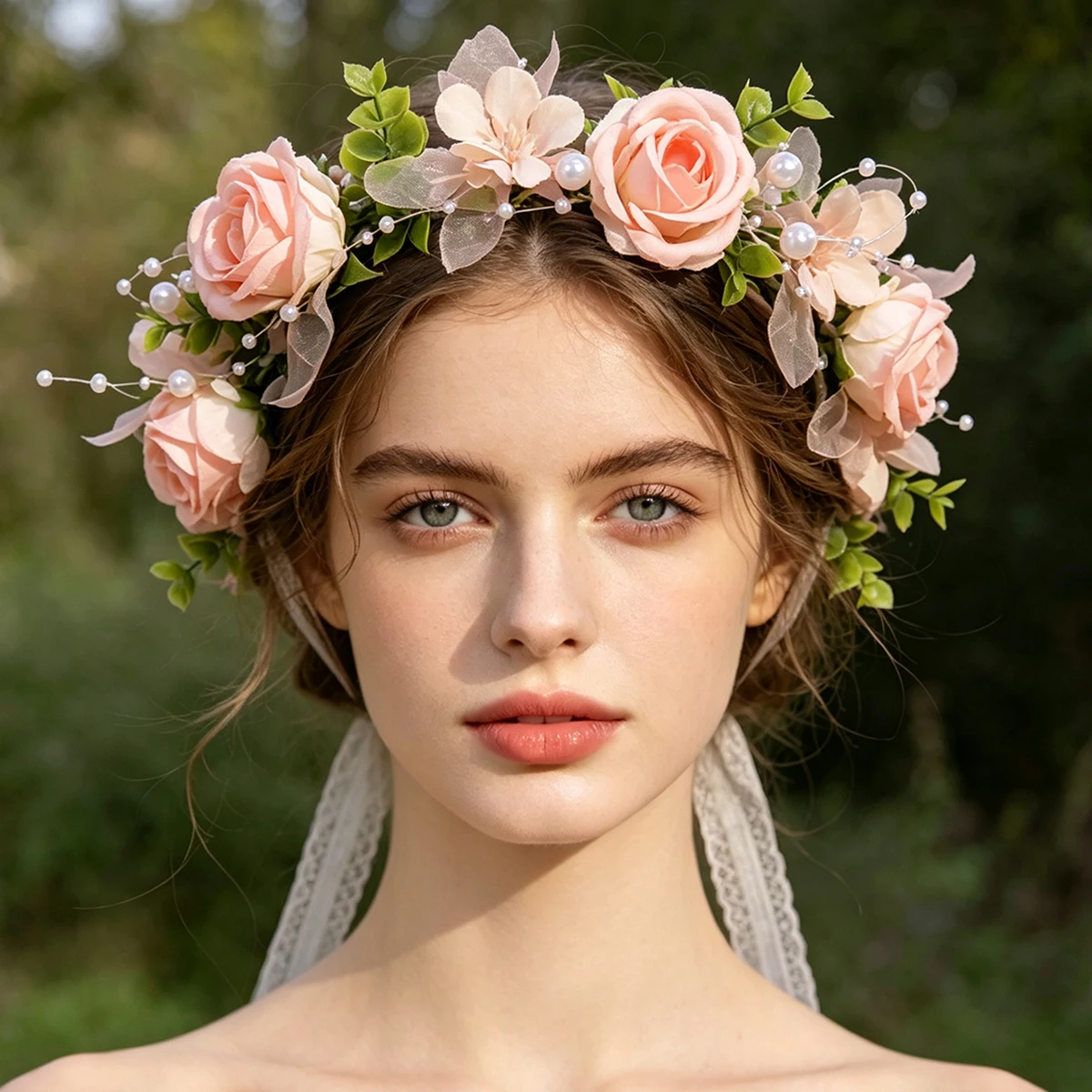 1 couronne de fleurs artificielles de jasmin, style forêt, avec tiges, pour décoration de mariage et garçon d'honneur