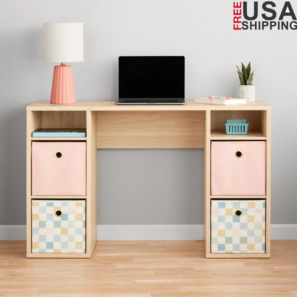 

Просторный стол для хранения с 4 кубами и 6 полками. Идеальная рабочая станция для ноутбука. Требуется сборка отделки из натурального дерева.