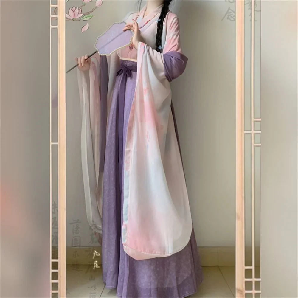 Vintage Hanfu Women Chinese Traditional Stage Dance Dress Female Fairy Cosplay Costume Hanfu Set Blue Elegant Princess Outfits