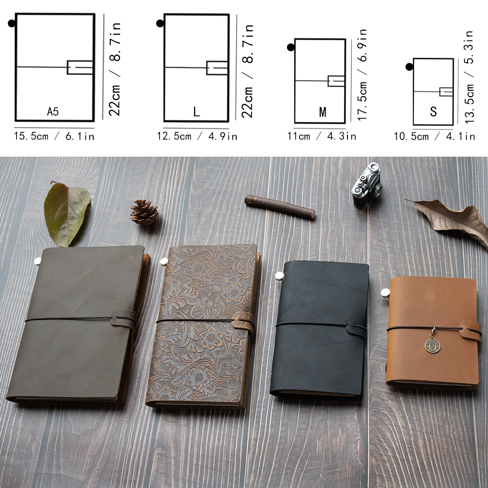 New notebook 100% genuine leather diary handmade vintage cowhide sketchbook notepad TN traveler portable notebook cove