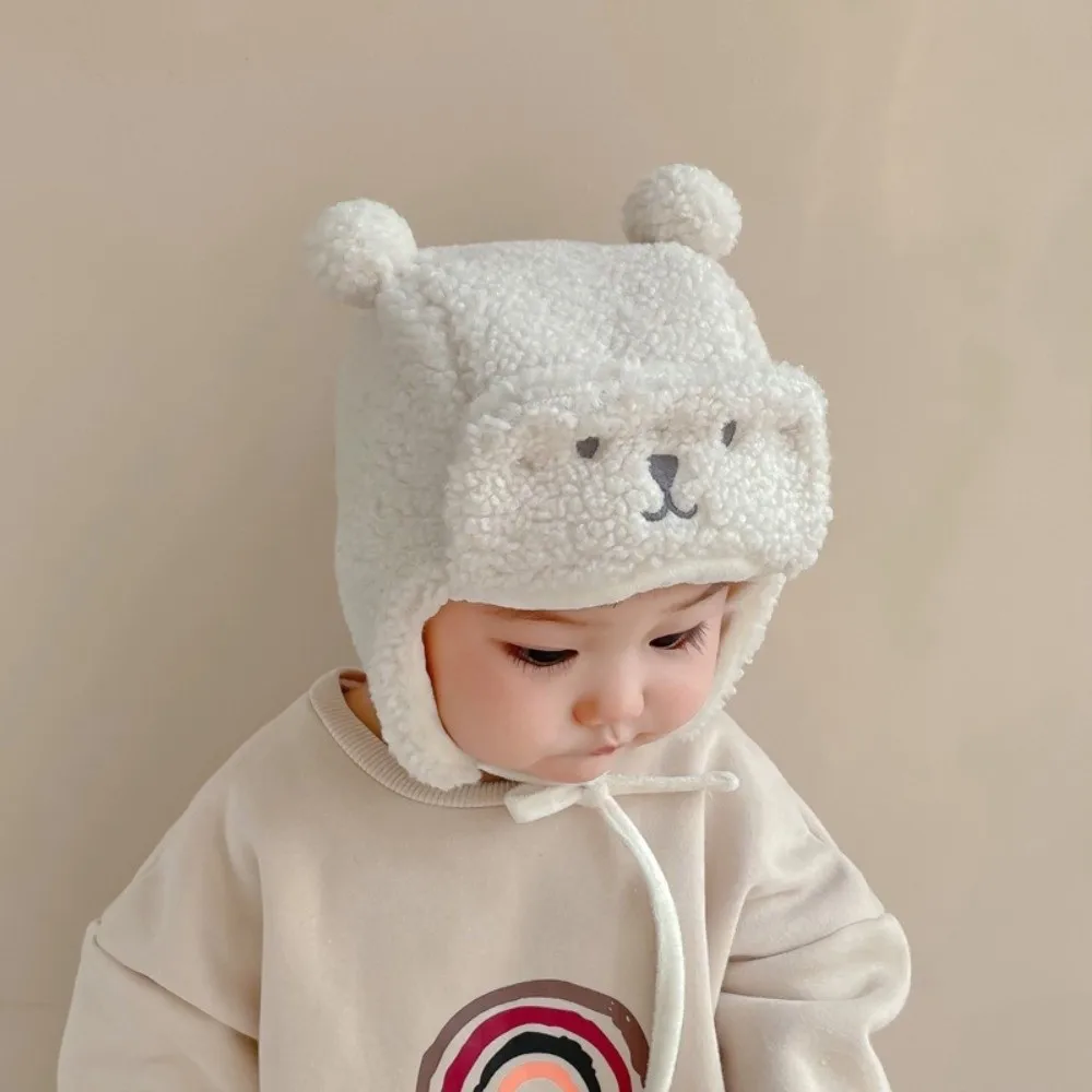 

Новая теплая шапка с милым мультяшным медведем, утолщенная ветрозащитная шапка для защиты ушей, морозостойкая шапка-бини