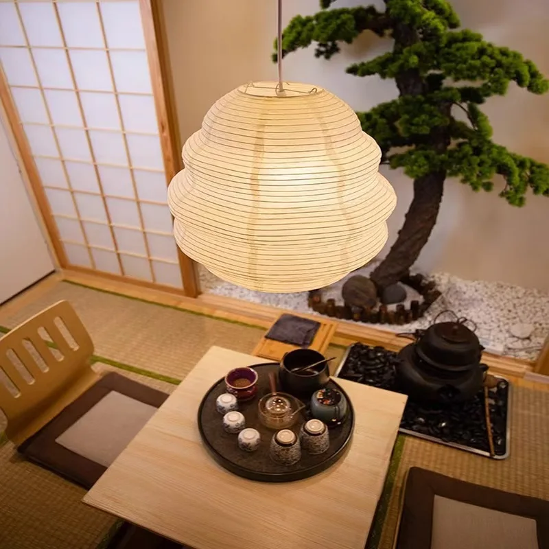 Japanese Style Rice Paper Pendant Lamps Zen Style Noguchi Yong Paper LED Suspension Lights Restaurant LOFT Foyer Homestay Cafes