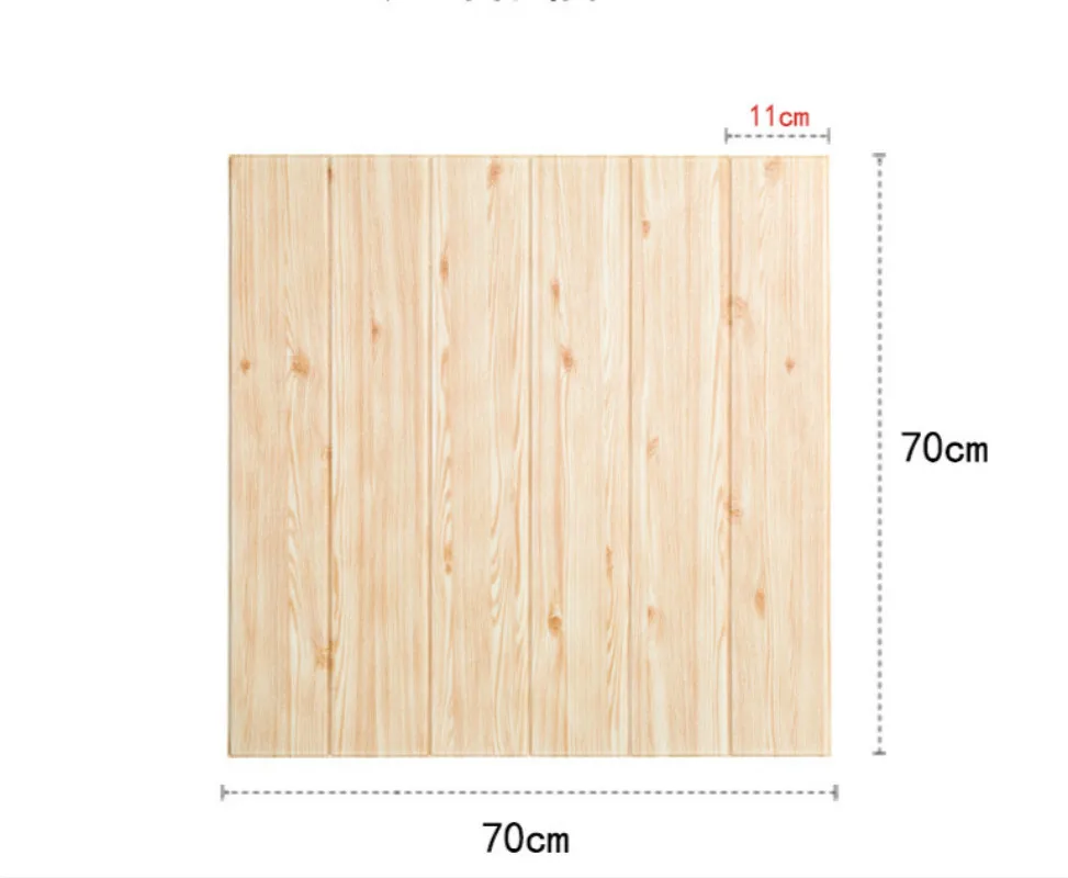 Wood Grain 3D Wall Sticker, Self-Adhesive Wall Panel Waterproof Wallpaper Anti-Mold Foam Sheet Wall Decoration-White 70x70cm