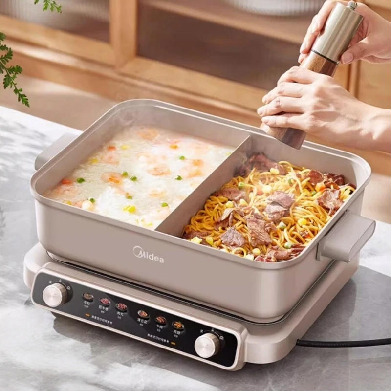 ميديا 220 فولت رقيقة جدا سريع الغليان الكهربائية إناء/ قدر المنزلية 8L سبليت مزدوجة نكهة وعاء 2100 واط متعددة وعاء الطبخ الكهربائي