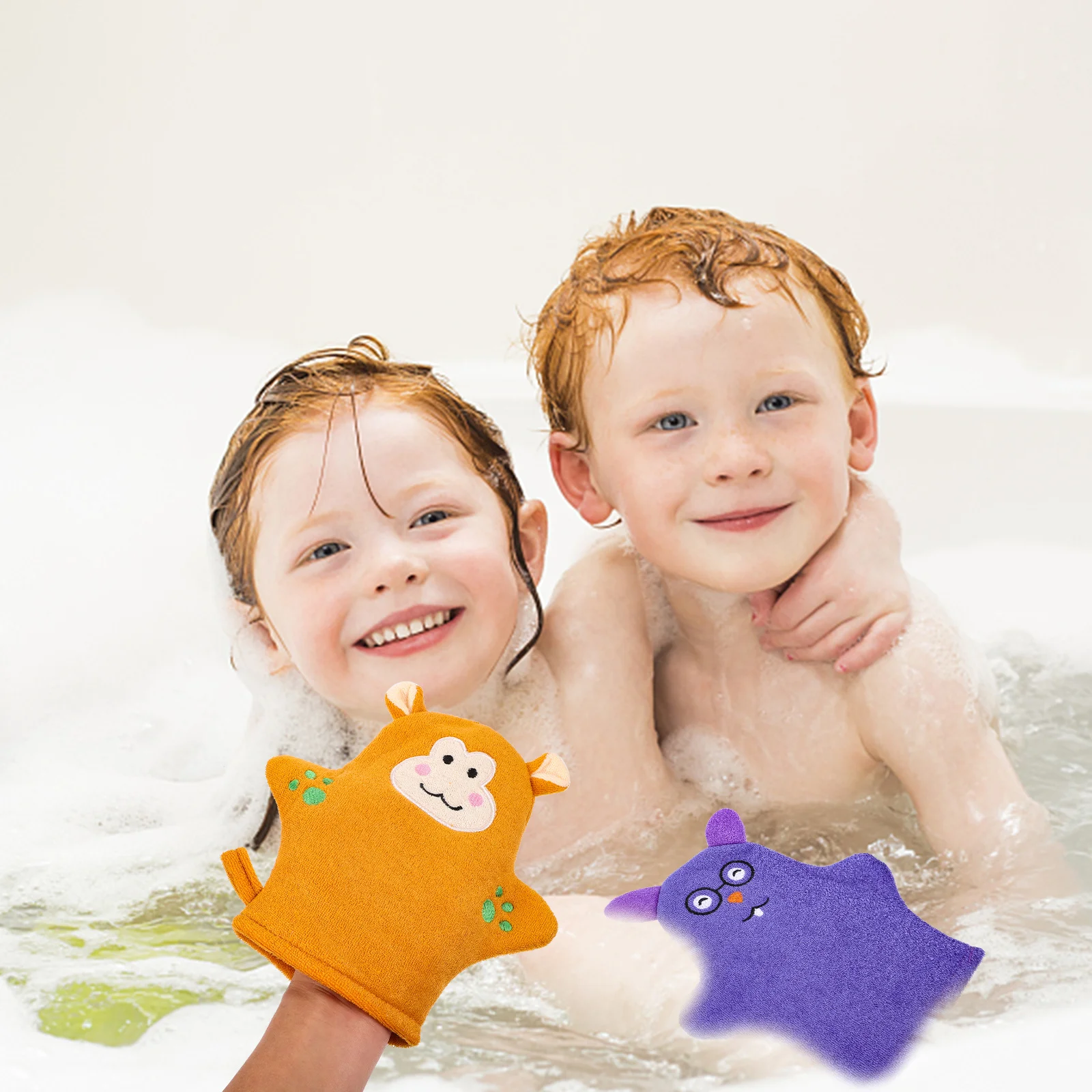 

5Pcs Bath Mitt Fruit Design Gentle Exfoliating Gloves Cotton Washcloths for Infants Lightweight Bathing Scrubber Cartoon