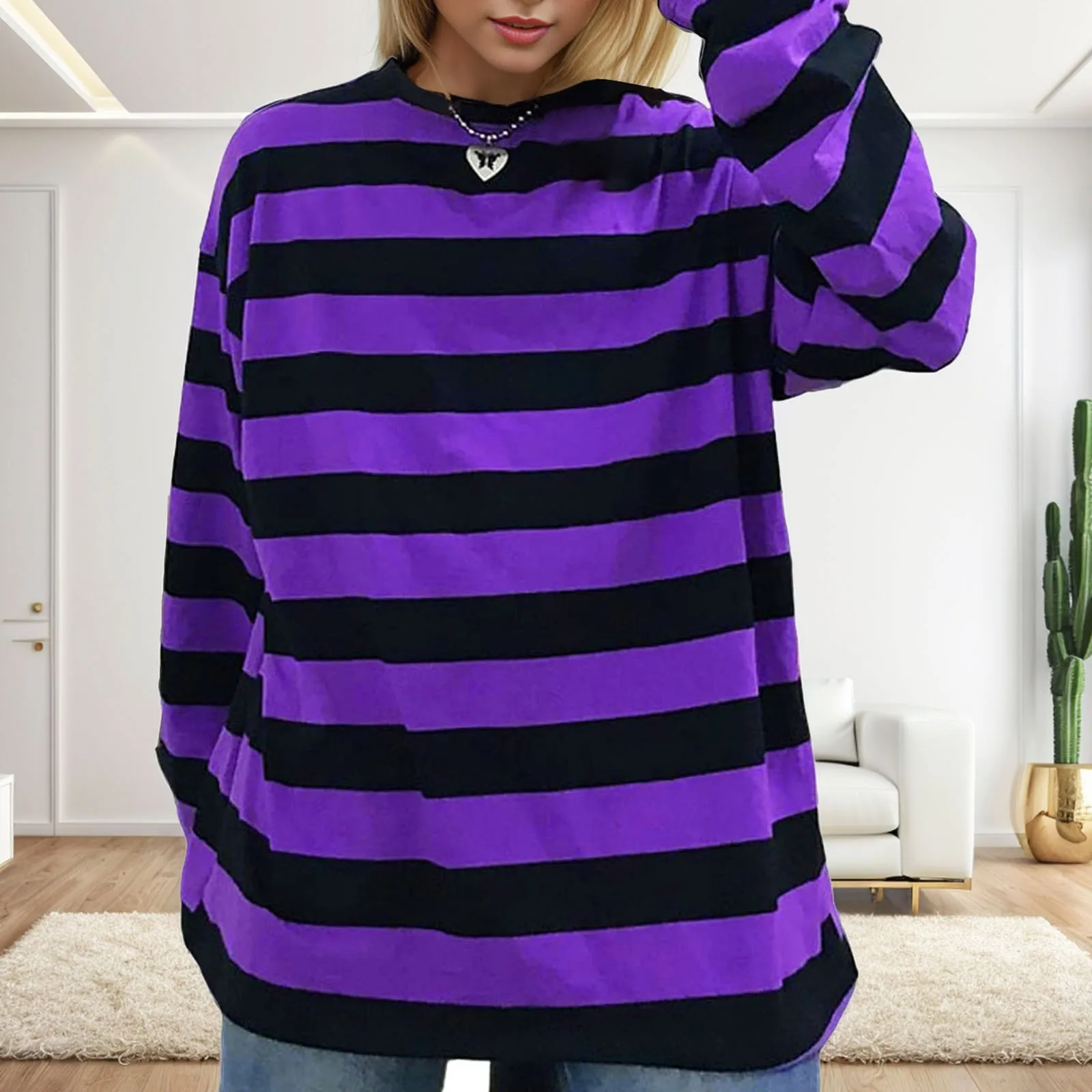 Spring Autumn Striped T Shirts Women Casual Long Sleeve T shirt Female Loose Pullovers Tops Winter T-shirt For Women Clothing