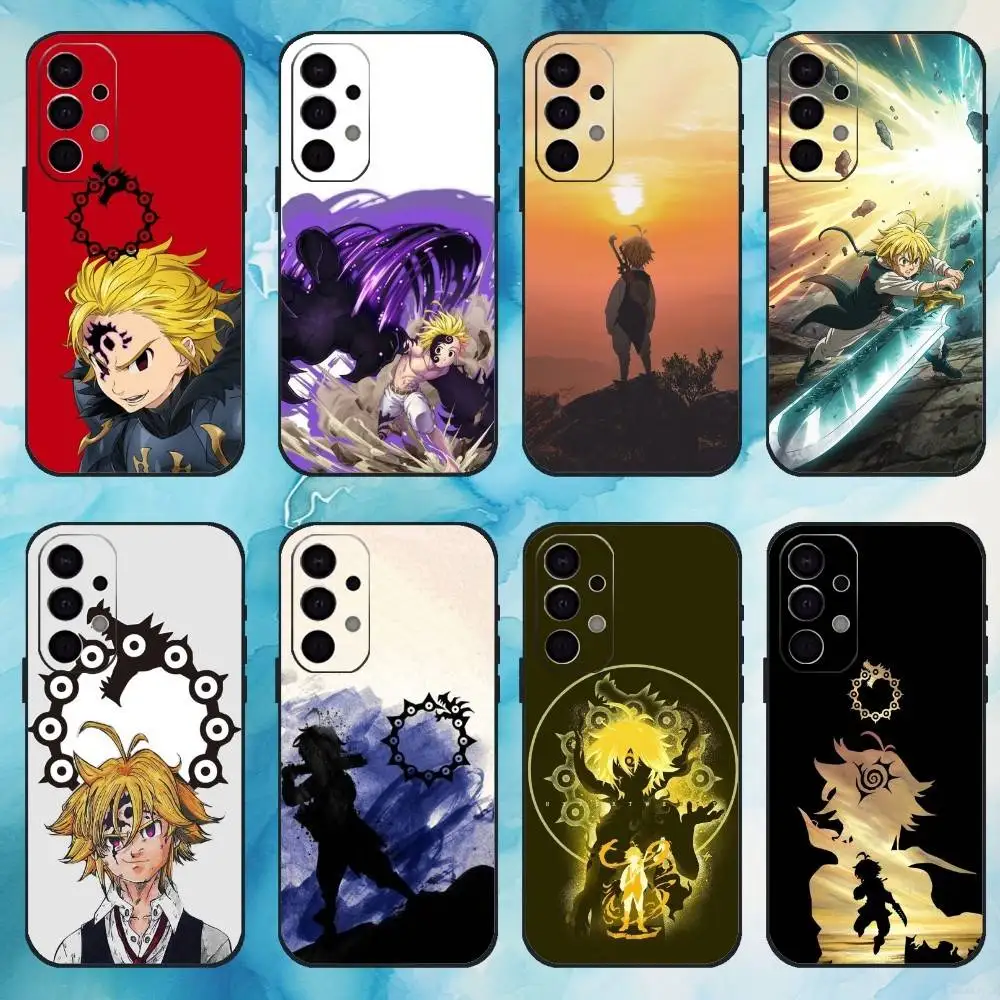 Funda de teléfono Seven D-Deadly Sins Meliodas para Samsung S 25,24,23,22,30,21,10,9,Ultra,Plus,Lite,FE,4,5G, funda negra suave