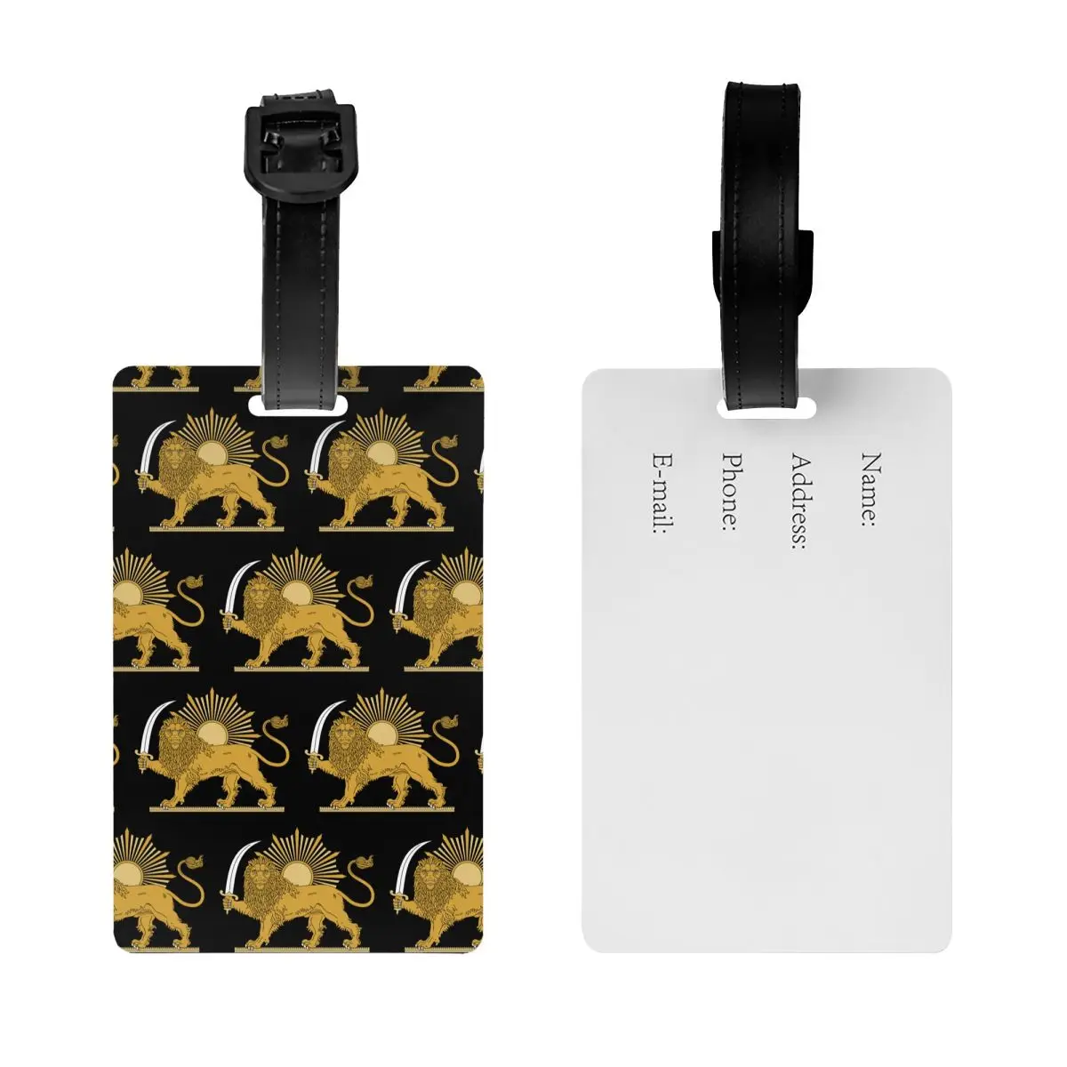 Custom Emblem Of Iran Lion And Sun Flag Luggage Tag With Name Card Privacy Cover ID Label for Travel Bag Suitcase