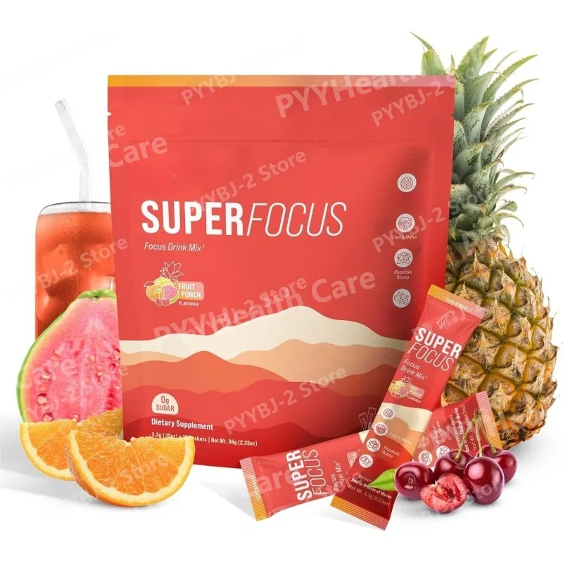 Rhodiola Electrolyte Powder Contain Vitamin B12 Energy Drink Mix Sugar Free Fruit Punch Flavor on The Go Supplement 20 Packets