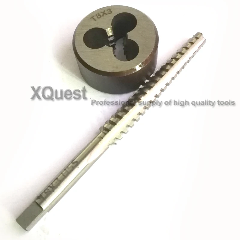 2PCS Metric Trapezoidal thread tap and Die set Right Hand Tr8 T8 T8X1.5 TR8X2 TR8X3 Left hand TR screw taps Round dies T8X2 T8X3