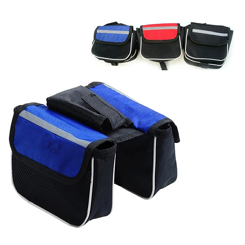 Bicycle Rainproof Front Frame Tube Bag Bike Double Saddle Shape Bag Mountain Bike Cycling Accessories Large Capacity Cycling Ba