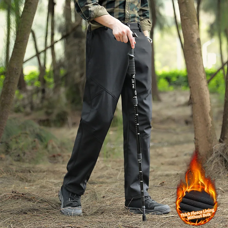 

Men's Autumn Winter Fleece Warm Casual Overalls Outdoor Camping Hiking Breathable Trousers Stretch Cosy Fabric Long Pants