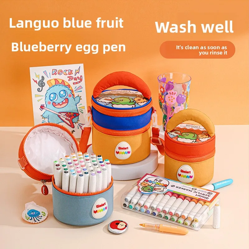 Acrylic Marker Set Direct-Flow Soft Tip Pens For Kids Ink For Fabric Portable Travel Storage Bag Ideal Art Craft Drawing